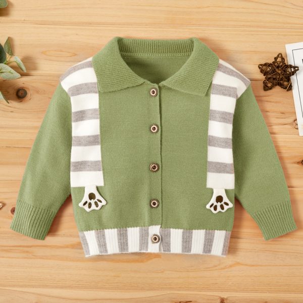 pulover verde cu imprimeu in dungi pentru bebe baieti